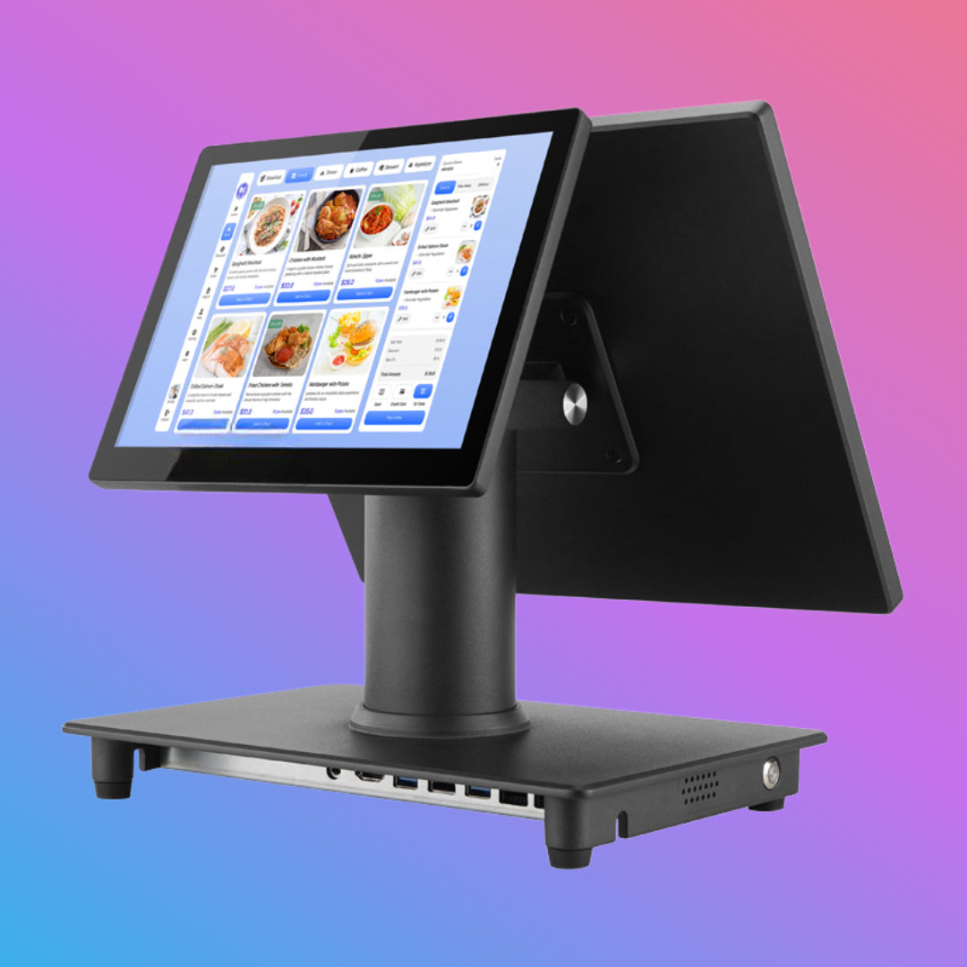 ✅ POS Terminal Fanless Dual-Screen – Silent Touch POS System (15” Operator Display)