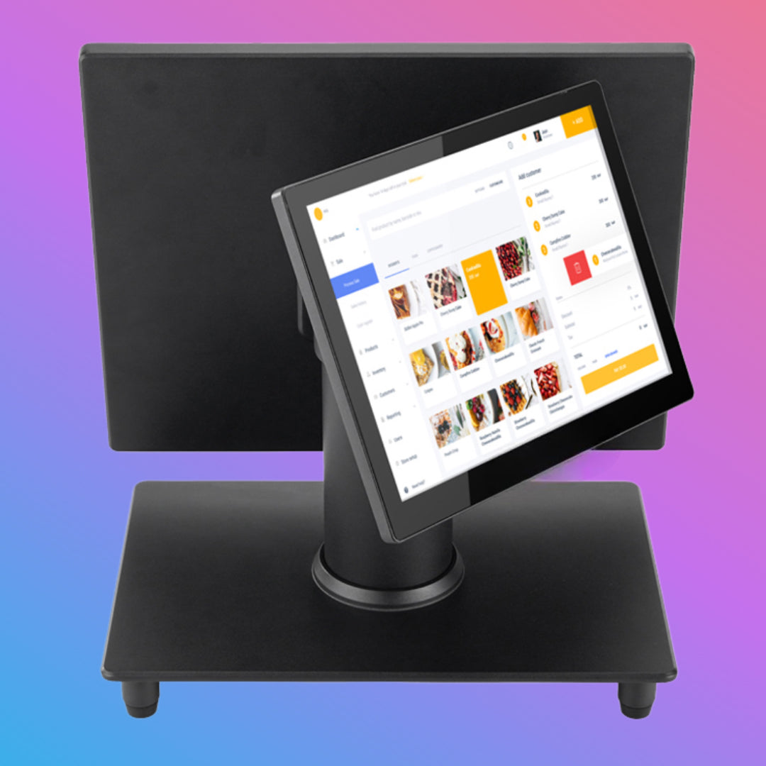 ✅ POS Terminal Fanless Dual-Screen – Silent Touch POS System (15” Operator Display)