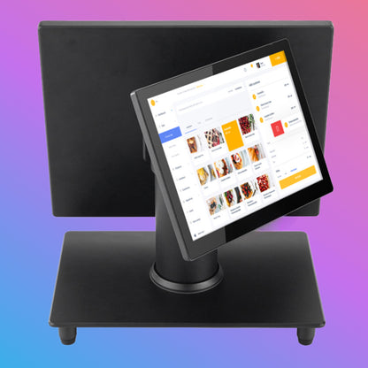 ✅ POS Terminal Fanless Dual-Screen – Silent Touch POS System (15” Operator Display)