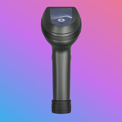 Black handheld device with solar panel on a gradient background